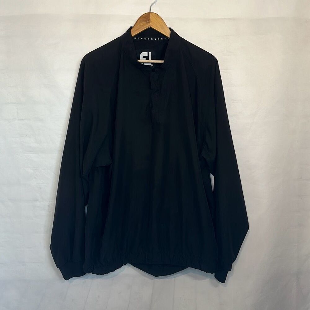 FootJoy Mens L Long Sleeve Golf Shirt Black Golf 1/4 Snap Pullover Jacket